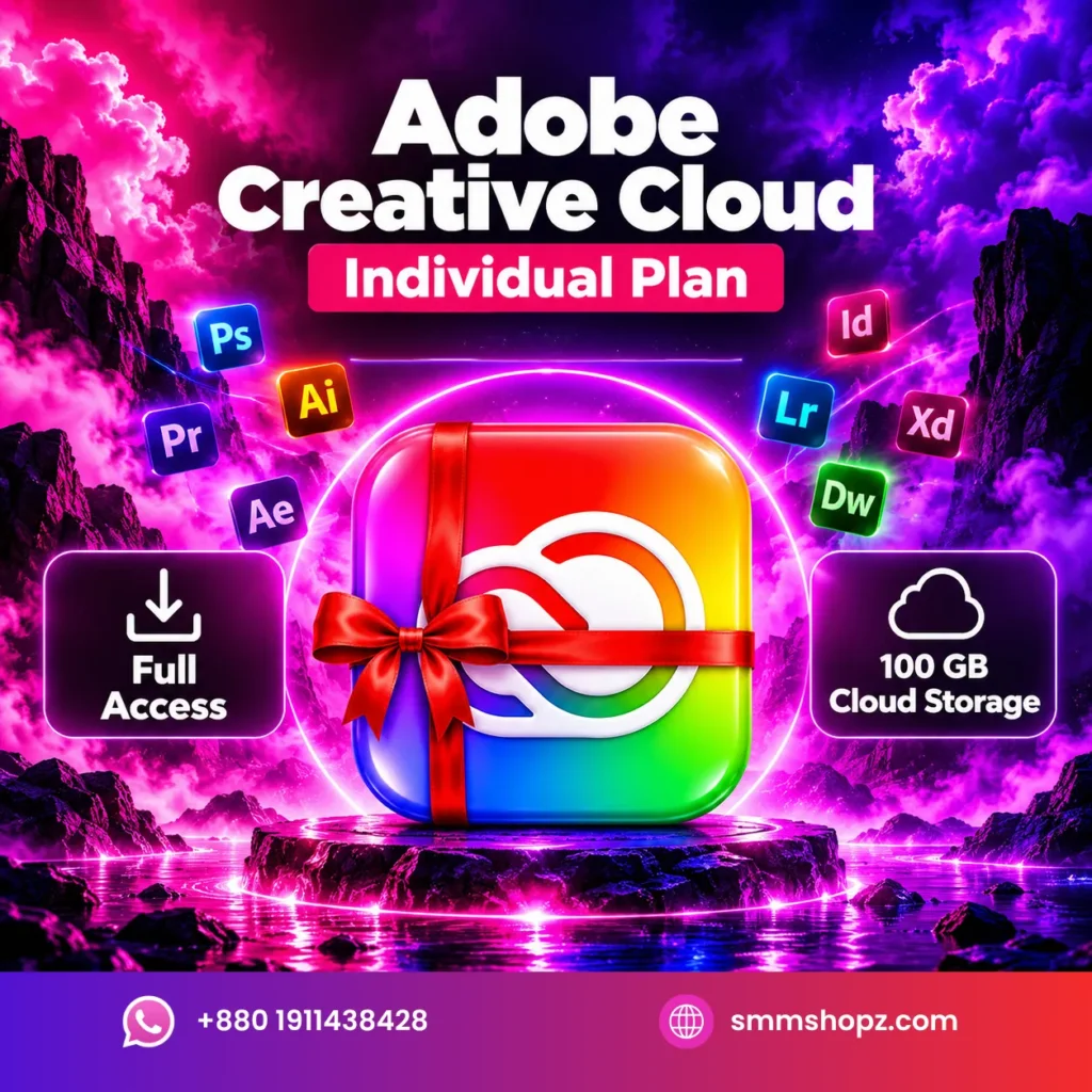 Adobe Creative Cloud subscription with access to Photoshop, Illustrator, and Premiere Pro