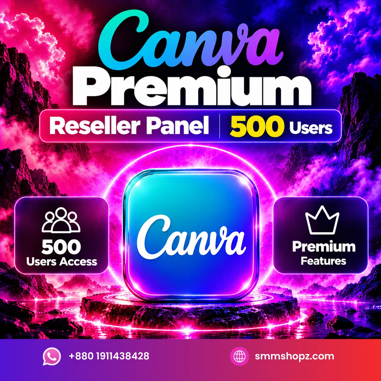 Canva reseller panel dashboard for managing 500 users